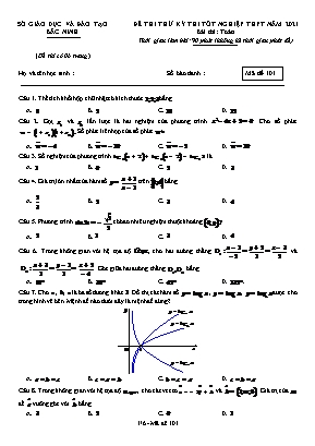 Đề thi thử Tốt nghiệp THPT môn Toán - Mã đề 101 - Năm học 2020-2021 - Sở giáo dục và đào tạo Bắc Ninh (Có đáp án)